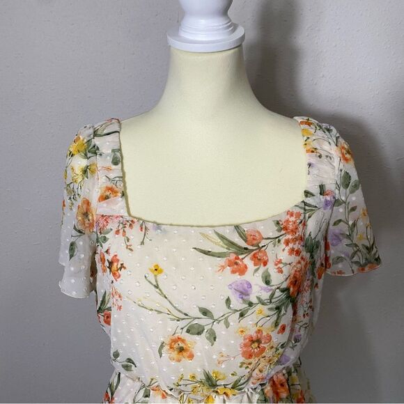 Flowy Fairycore Floral Whimsical Tiered Spring Dress Women's Size 11 - Picture 12 of 16